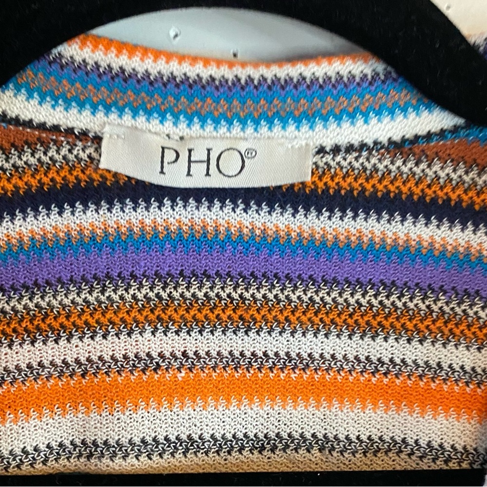 PHO Firenze Italy Vertical Stripe Knit Button Up Shirt Resort Luxury Sz L - Picture 10 of 11